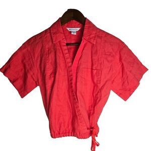 Athleta Playa Tie Top Linen Short Sleeve Wrap Womens XS